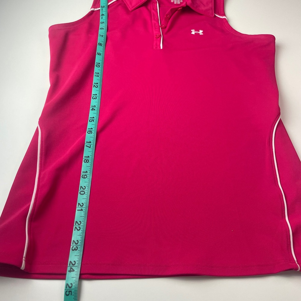 Under Armour Womens Pink Sleeveless Golf Polo Shirt Medium HeatGear Athletic Top - Picture 6 of 8